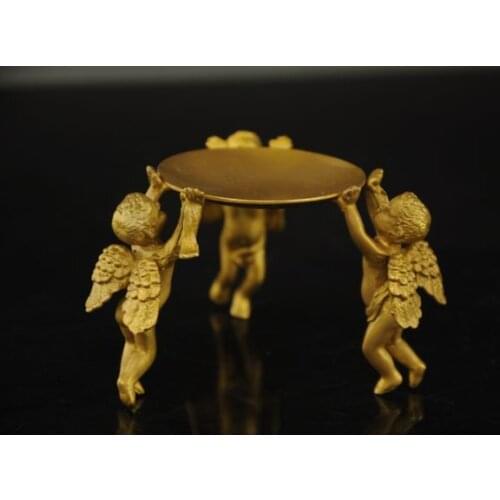 Chinese brass Animal 3 angel oil lamp Candle Holder Candlestick statue mk Sculpture wholesale factory brass Arts