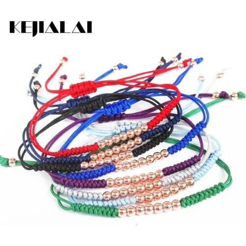 Colorful Summer Design Wholesale Top Quality Braided Bracelets,Rose gold Color Round Bead Handmade Macrame Bracelet,Gift
