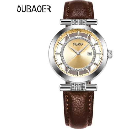 Quartz Ladies Wristwatch female Rhinestone Dial OUBAOER Top Brand luxury Watch Women Dress watches Montre Femme Reloj Mujer