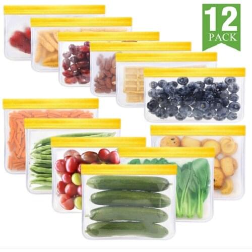 Reusable Freezer Bag PEVA Food Storage Bag Silicone Organizer Fresh-keeping Bag Kitchen Leakproof Top Zip Lock Snack Fruits Bags