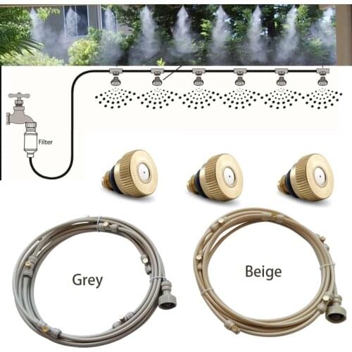 New Color Grey Outdoor Misting Cooling System Kit For Greenhouse Garden Patio Waterring Irrigation Mister Line 6M-18M New Color