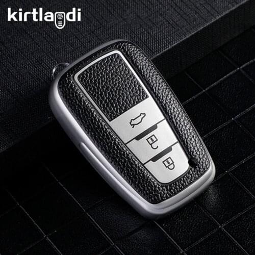 New Leather+tpu Key Cover for Toyota Corolla HSD Rav4 C-HR Camry XV70 Prado Crown Sedan Key Case Holder Accessories 2020 2021
