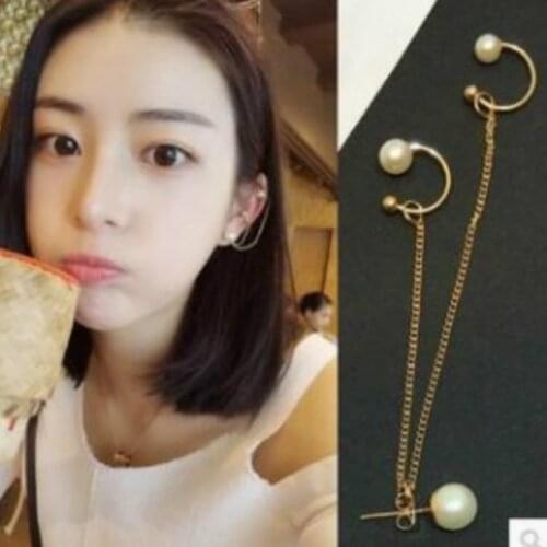 Single Price) - New Street Fashion Beauty Imitation Pearl Earrings Earrings Gift Chain Tassel Girls