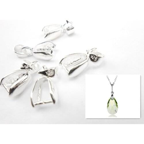 Wholesale DIY Size M 6X14mm 925 Sterling Silver Findings Bail Connector Bale Pinch Clasp 925 Silver Pendant Fittings Bail