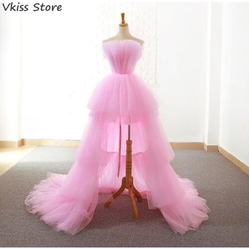 Rose Pink Prom Dresses Short Front Long Back Spaghetti Strap Homecoming Party Dress Sweep Train Evening Dress коктейльные платья