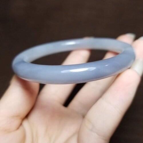 Qinghai materia lHetian jade smoke purple round bracelet hb2819