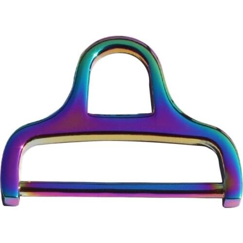 RB15 Metal Tri-glide Button Buckle Looped Fasteners Custom Logo Bridle Buckle Sliders for Handbag Leathercraft Strap