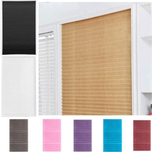 Self-Adhesive Pleated Blinds Half Blackout Curtains Shades Bathroom Balcony Shades for Living Room Window Door Curtain Wholesale