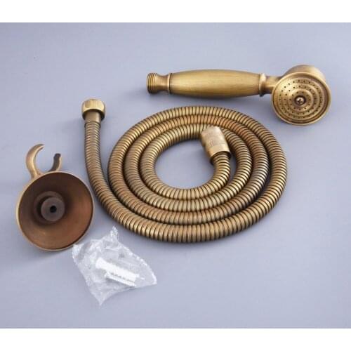 HotelSpa Antique Brass 59" Extra Long Flexible Tube Stretchable Hose & Hand Held Spray Shower Head + Adjustable Holder Dhh120