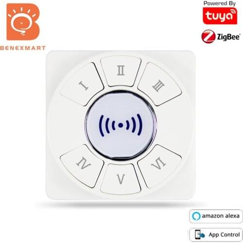 Benexmart Zigbee 6 Gangs Scene Switch Tuya Smartthings App Wireless Control Battery Wall Remote Dimmer Timer Alexa Voice Control