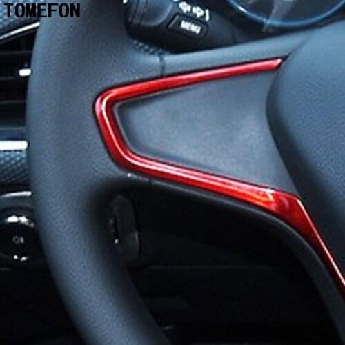 TOMEFON 1piece Auto Styling For Chevrolet Cruze 2016 2017 Holden Astra ABS Chrome Red Paint Steering Wheel Cap Accessories