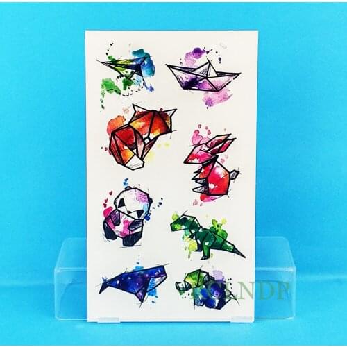 Waterproof Temporary Tattoo Sticker watercolor cute animal dinosaurl fox whale tatto flash tatoo fake tattoos for child kid girl