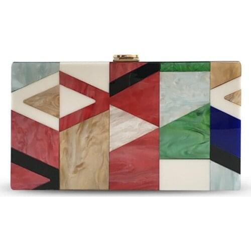 Women bag Minaudiere Acrylic luxury bag purses handbag Evening Bags Fashion Chains Criss-Cross shoulder bag Euro-America style