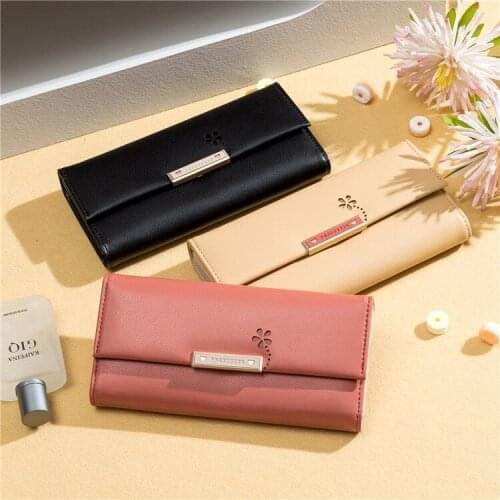 Ladies wallet small fresh and simple three-fold long clamshell multi-function wallet clutch female