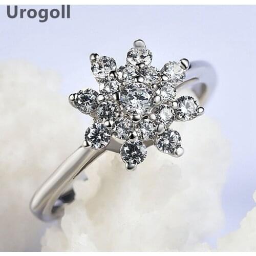 Genuine Noble Pure 925 Solid Silver Ring Flowers Romantic Zirconia Wedding Bridal Silver Rings For Women Girl Jewelry Gifts