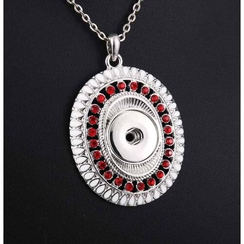 New Red Rhinestone Snap Jewelry 18mm Snap Button Necklace with 60cm Chains Snap Pendant Necklace for Women Necklaces 9942