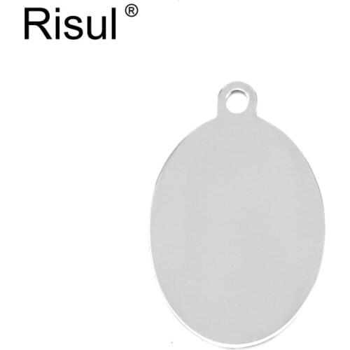 100pcs Risul 16x23mm oval charms bail hole pendants both sides mirror polish Stainless steel wholesale