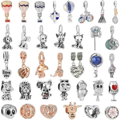 2Pcs/Lot 2021 New Animal & Helium Balloon & Leaves Charms Pendant Beads Fits DIY Bracelets Necklaces For Women Jewelry Making