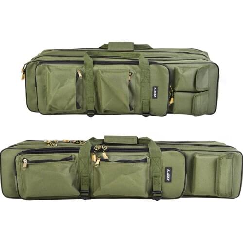 3-Laags 80 / 100cm Dubbele Schouder Vissen Tas Multifunctionele Hengel Visserij-Reel Aas Paal Opbergtas Doos Visgerei Doos