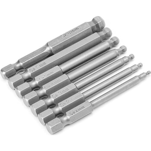 7 Pcs 65mm Magnetic Ball End Hexagon Head Hex Screwdriver Bits Drill Tools 2.5'' C5AC