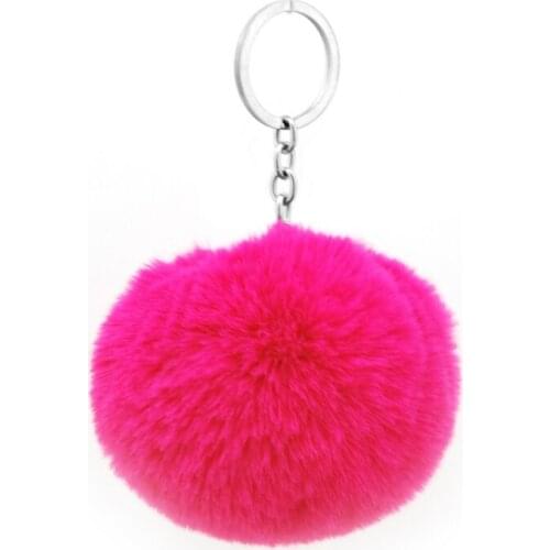 8CM Cute Girls Fluffy Fur Ball Pom Pom Keychain Women Rabbit Ball Pompon Key Chain Bag Car Trinket Jewelry Wedding Party Gift