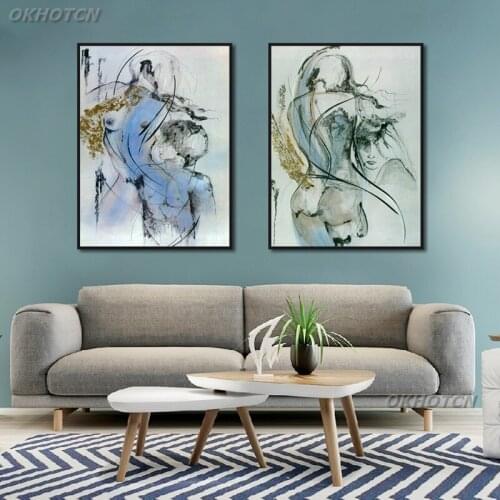 Nordic Style Nude Woman Abstract Canvas Painting Modern Modular Aesthetic Mood Poster And Print Wall Art Picture Home Decoration