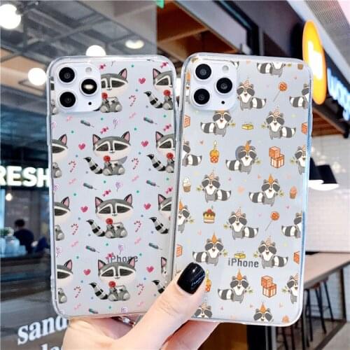 Animai Guaxinim Arte Transparent TPU soft phone cases For iphone 12pro max 12mini 8 7 Plus SE2020 X XR XS MAX 11PRO MAX cover