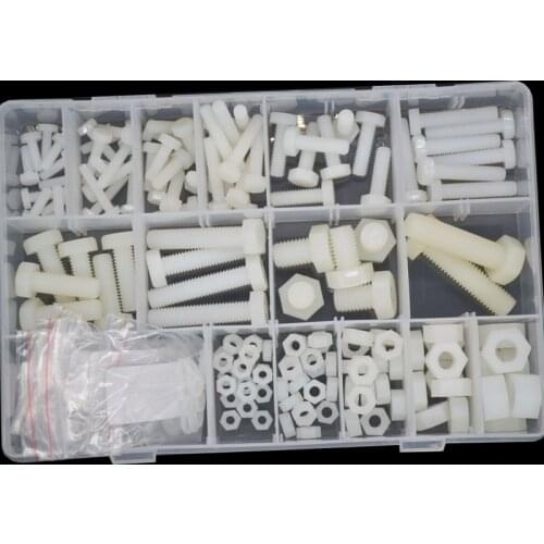 White Nylon Hex Head Machine Screw Nut Flat Washer Plastic Insulated Hexagon Bolt M4 M5 M6 M8 M10 Assortment Kit
