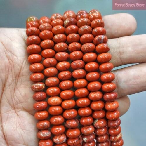 Natural Stone Beads Red Jaspers Rondelle Round Loose Spacer Beads For Jewelry Making Bracelet Charms Accessories 15" 4/6/8mm