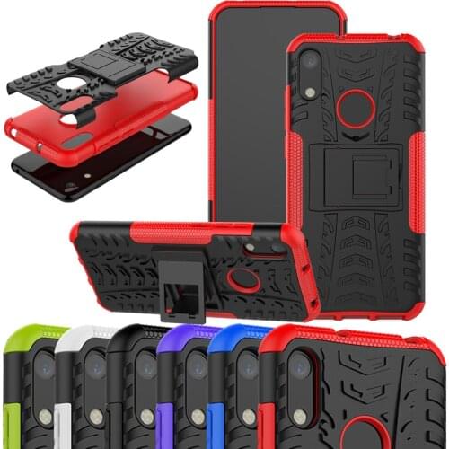 For Huawei Honor 8A / Y6 Pro 2019 Case Dual Layer Tire Pattern Shockproof Armor Case With Kickstand Cover For Huawei Y6 Pro 2019