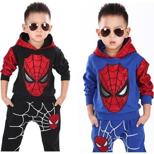 Childrens Set Autumn Boys European and American Cotton Spider-Man Two-piece Set