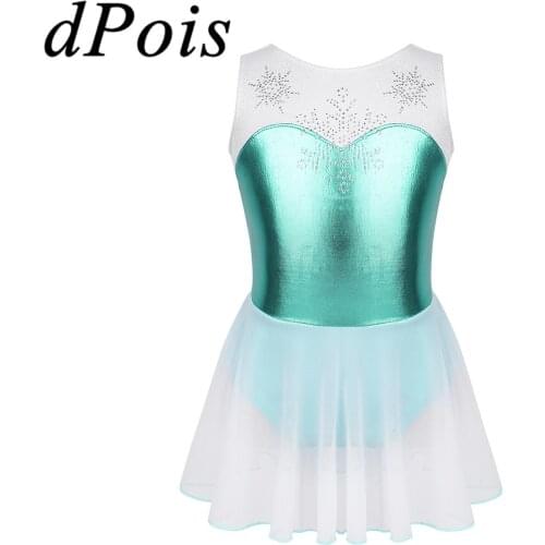 Kids Girls Diamond Shiny Glitter Ballet Tutu Dance Dress Child Ballerina Rhythmic Gymnastics Leotard Princess Skirt For Dancing