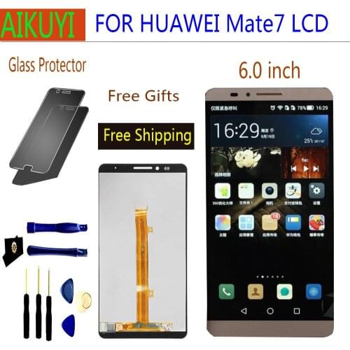 For Huawei Mate7 Mate 7 LCD display touch screen Digitizer panel Assembly Replacement Parts 6.0 mate7 LCD inch with Frame