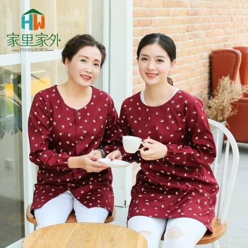 Apron household kitchen Korean fashion cute overalls adult long-sleeved pure cotton thick oil-proof overalls custom women