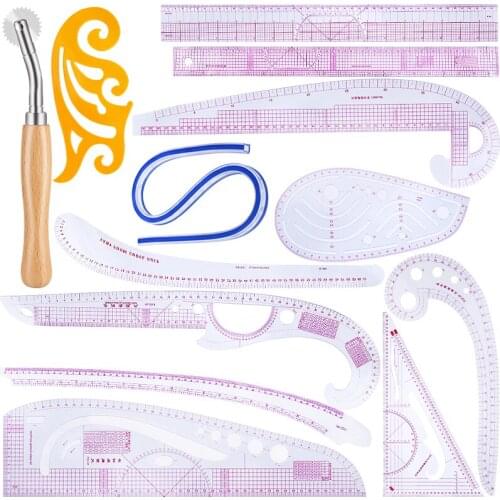 Imzay 13pcs French Curve Sewing Set DIY Multi-functional Yardstick Sewing Tools Measure Dressmaking
