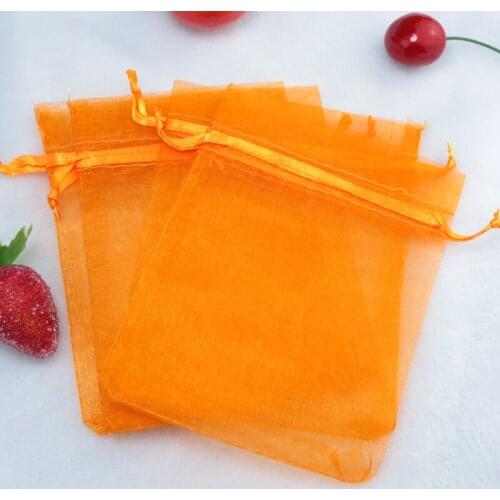 Hot 100 Pcs/lot mini Organza Bags 5*7cm orange Wedding Gift Packaging Drawstring Bags&Jewelry bracelet display Pouches NEW