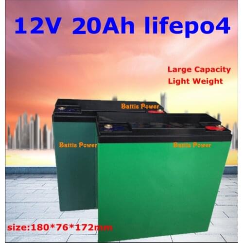 Lifepo4 12v 20Ah Rechargeable lithium battery pack with BMS for electric bicycle Golf trolly of 12v 200w motor+3A charger