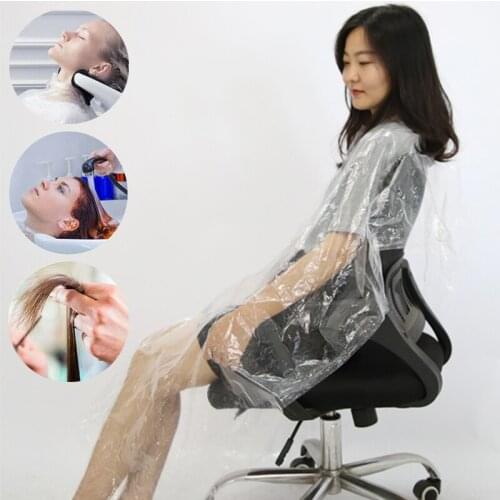 50/100PCS Disposable Hairdressing Cape PE Waterproof Haircut Capes Hair Dyeing Apron Hair Salon Barber Gown Hairdresser Cloth