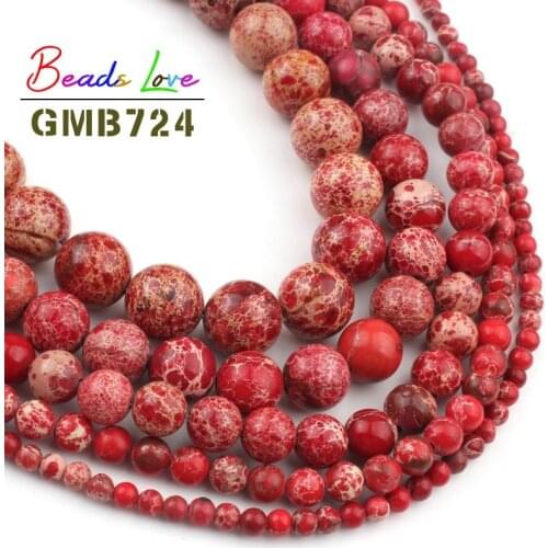Natural Stone Red Sea Sediment Jaspers Round Loose Beads for Beadwork Jewelry Making Diy Bracelet Necklace 4 6 8 10 12mm 15