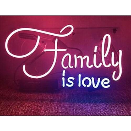 Neon Sign Family Is LOVE Neon light Neon Wall Sign for Home Beer Love Hotel Advertise Lamp Recreational Handmade Real glass TUBE