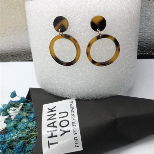 New New New Leopard Acetate Earrings Personality Atmosphere Exaggerated Edition Geometric Round Pink Acrylic Earrings For women