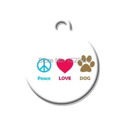 New Peace love dog Custom pet id tag for dogs and cats Necklace FH890214