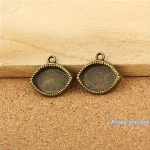 Wholesale 50 pcs Vintage Charms Oval picture frame Pendant Antique bronze Fit Bracelets Necklace DIY Metal Jewelry Making 10085