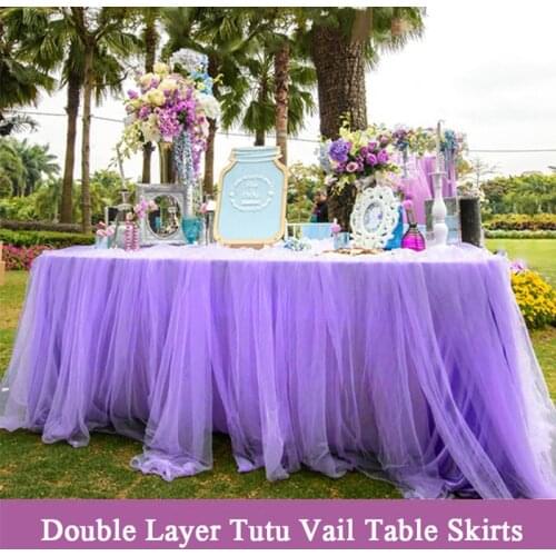 Wedding Party Banquet Decoration Table Skirts Tutu Vail Desk Cover Tablecloth Tablecloths Oilcloth Pastoral Style Outdoor Decor