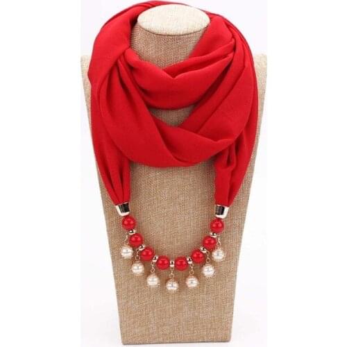 Plain multicolor fashion design scarf jewelry necklace beads pendant womens scarf Bohemia Head Scarf