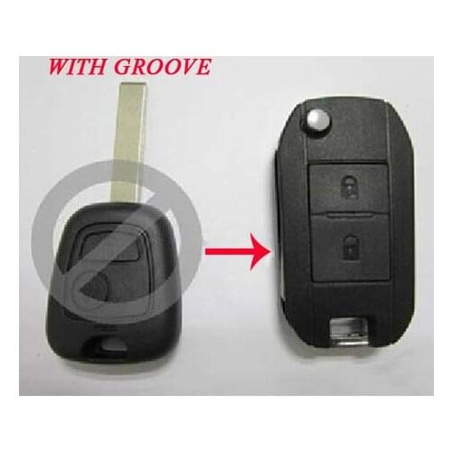 2 Buttons Blank Modified Flip Folding Remote Key Shell For Peugeot 307 HU83 Blade with Groove