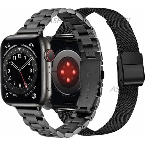 2pcs straps for apple watch se strap iwatch 6 5 4 3 40mm 44mm 38mm 42mm band thin Stainless Steel mesh loop slim women Bracelet