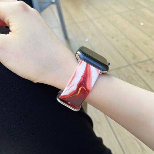 Printing Silicone wristband For Apple Watch band Strap 44mm 40mm Iwatch band 38mm 42mm Bracelet correa For Apple Watch 6 SE 5 4