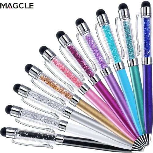 Crystal Ballpoint Pen Creative Stylus Touch Pen Colors Writing Ballpen Stationery Office School Supplies For IOS Tablet Android