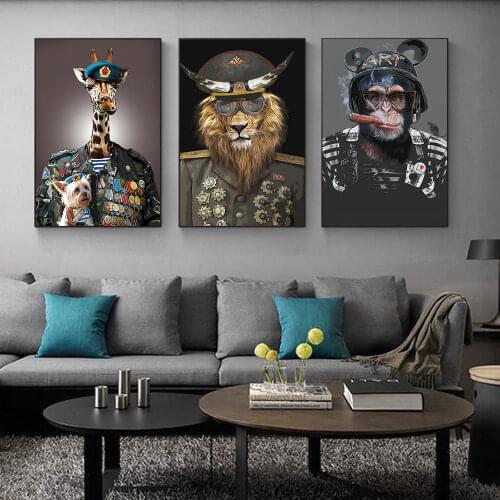 Modern Abstract Animal General Lion Tiger Giraffe Posters Nordic Wall Art Print Canvas Painting Living Room Corridor Decoration